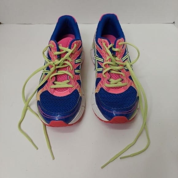 ASICS GEL-Excite 2 T473N Women’s 8.5 Running Athletic Shoes Blue Pink Green Neon - Picture 2 of 8